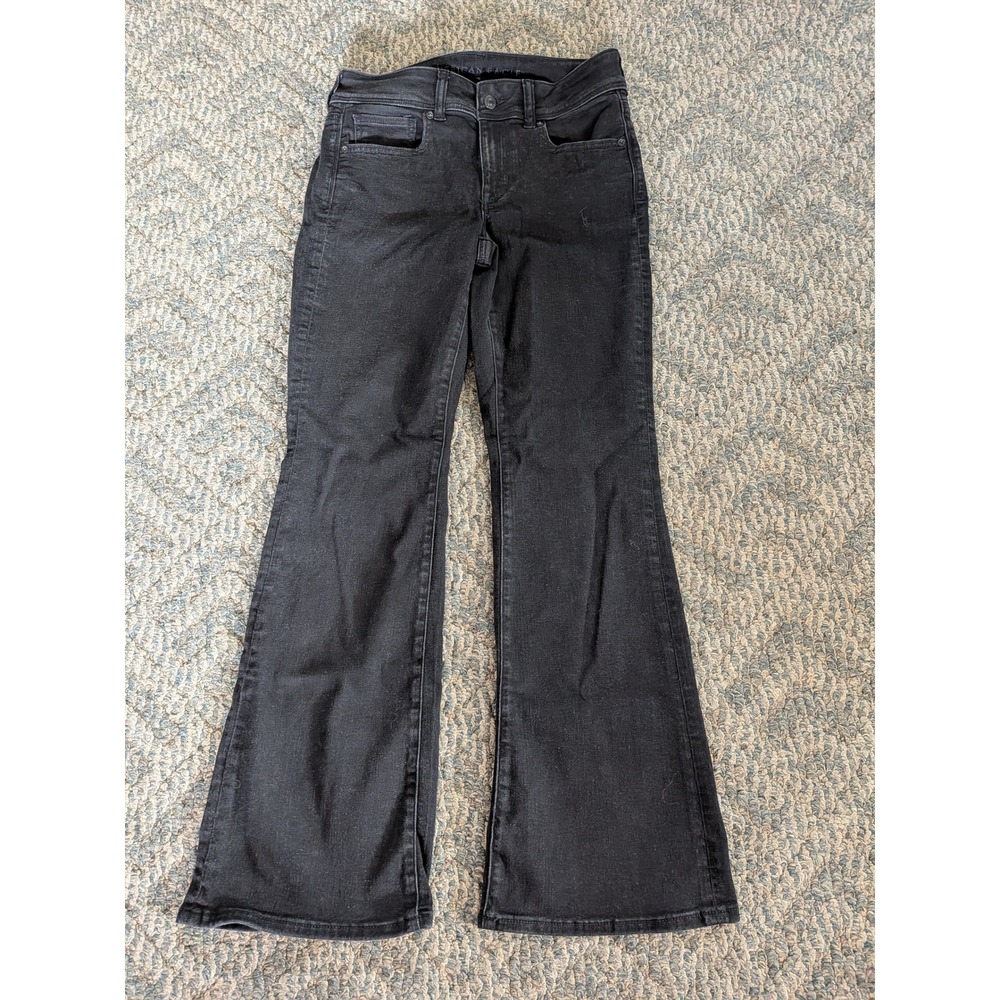 American Eagle Next Level Stretch Bootcut Jeans Black Womens 8 Short Real Good